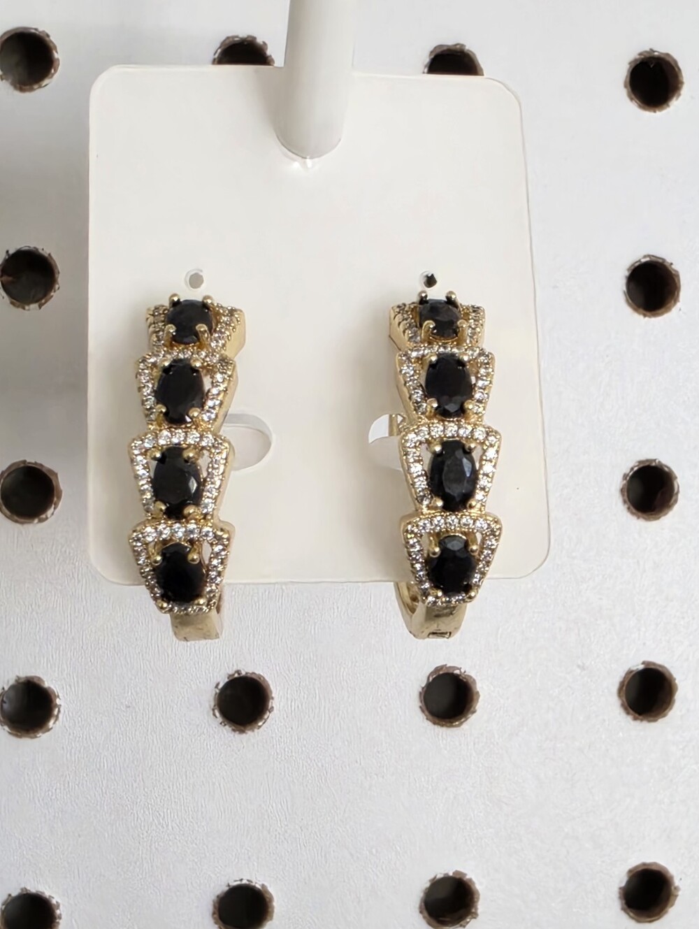 ✨ New Gold Plated Black Crystal CZ Hoop Earrings Luxury Statement Jewelry